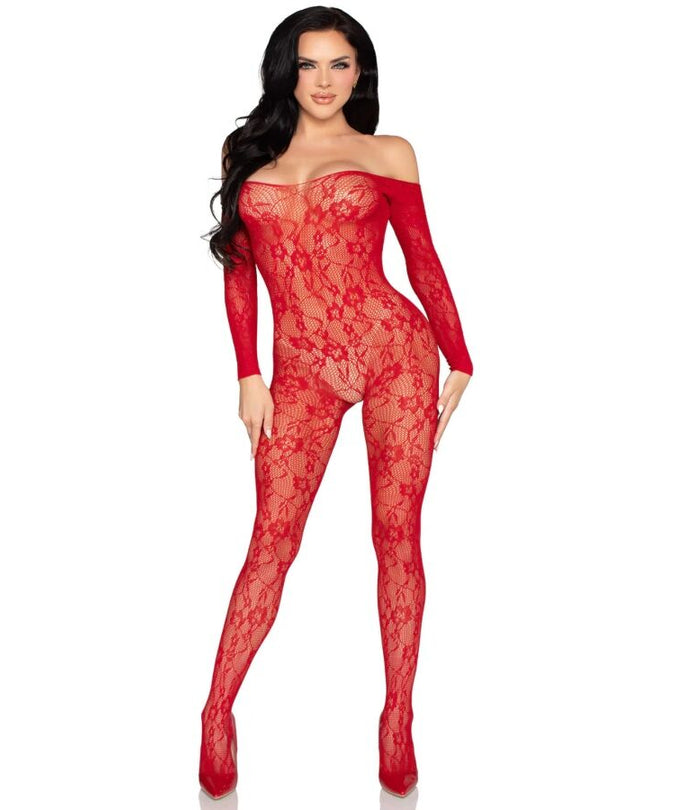 Leg Avenue – 89366 Lace Lingerie Bodystocking Red – One Size