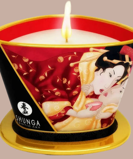 Shunga – Mini Caress by Candlelight Strawberries & Cava Massage Candle 170ml
