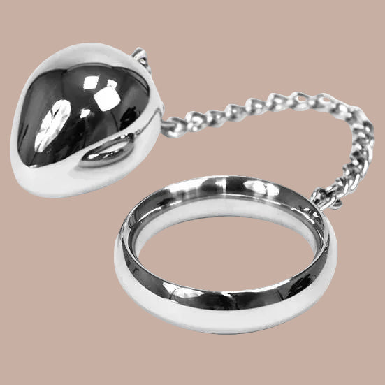 Metal Hard – Penisring 45mm mit Kette & Metallkugel – Edelstahl