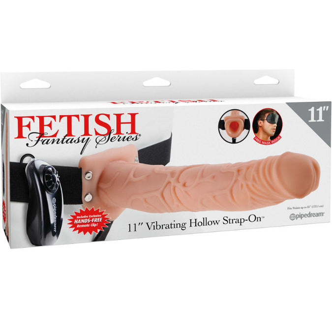 Fetish Fantasy Series – Serie 11 Hohler Strap-on Vibrierend mit Hoden 27,9cm Fleischfarben