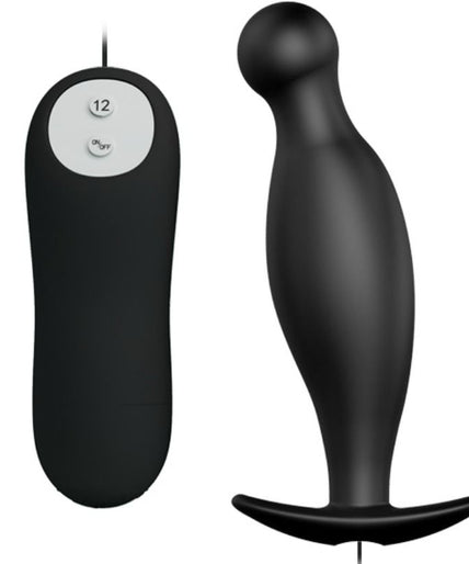 Pretty Love – Silicone Anal Plug 12 Vibration Modes Black