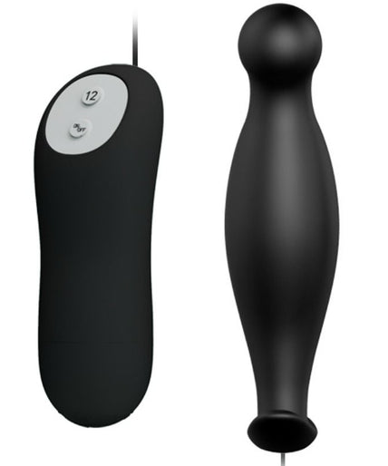Pretty Love – Silicone Anal Plug 12 Vibration Modes Black