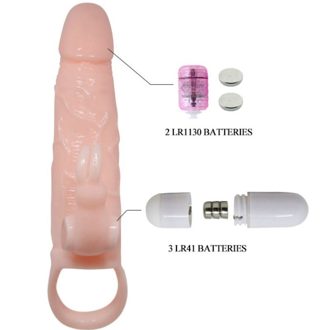Baile – Brave Man Penisabdeckung mit Rabbit und Doppelantrieb Flesh 16,5 cm