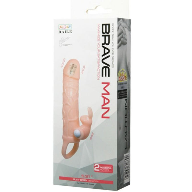 Baile – Brave Man Penisabdeckung mit Rabbit und Doppelantrieb Flesh 16,5 cm