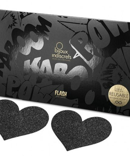 Bijoux – Indiscrets Flash Schwarzes Herz Brustwarzenabdeckungen