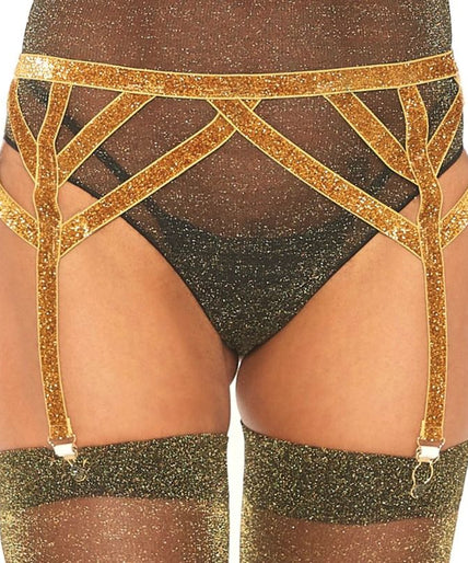 Leg Avenue – Gold Lurex Elastic Garter Belt One Size