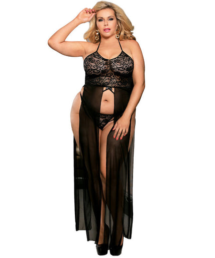Subblime – Queen Plus Dress – Top And Thong Set Black