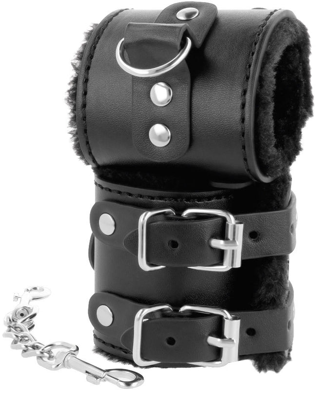 Darkness – Black Adjustable Leather Handcuffs with Lining