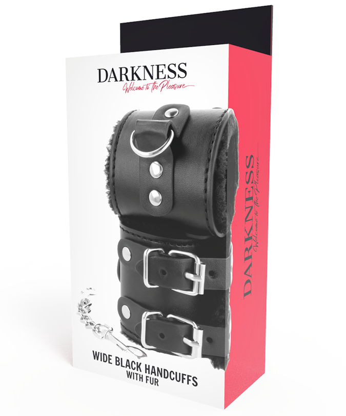 Darkness – Black Adjustable Leather Handcuffs with Lining