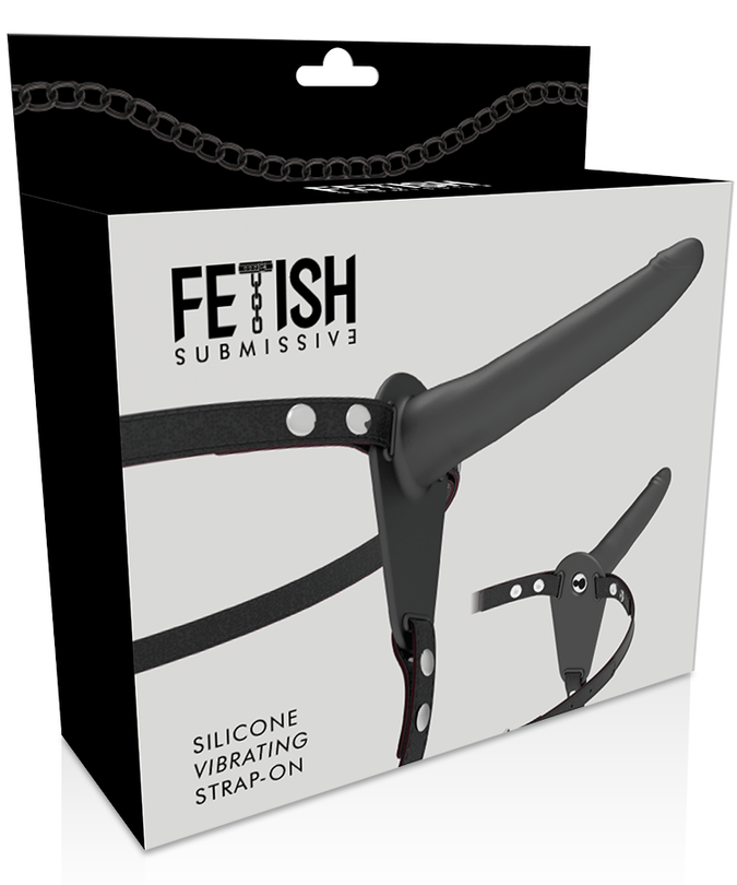 Fetish Submissive Harness – Black Silicone Vibrator 15 Cm