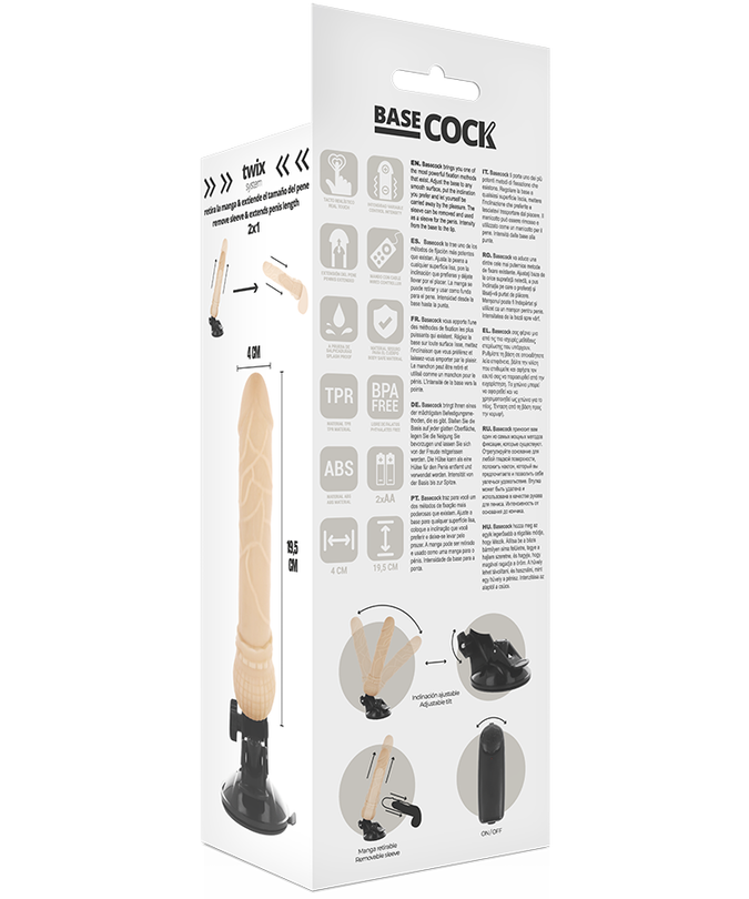 Basecock – Realistic Vibrator Remote Control Flesh 19.5 Cm -O- 4 Cm