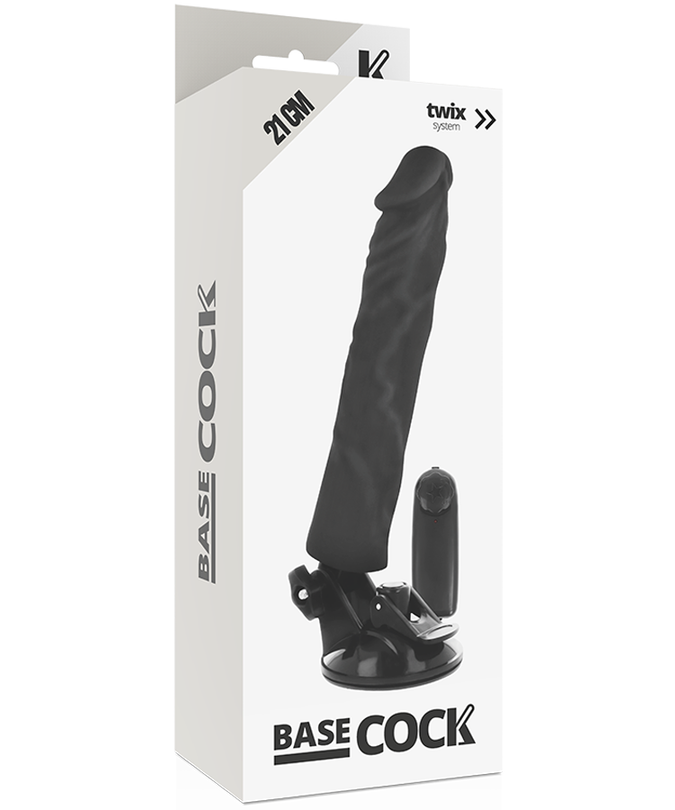 Basecock – Realistischer Vibrator Fernbedienung Schwarz 21 cm – Ø – 4 cm