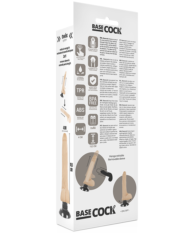Basecock – Realistischer Vibrator 2 – 1 Fleisch 18,5 cm – Ø – 4 cm