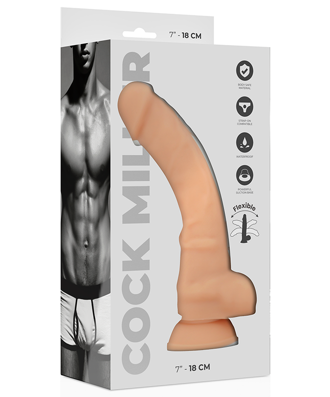Pleasurements – Cock Miller – realistischer, doppeldichter, beweglicher Dildo in Fleischfarbe, 18 cm