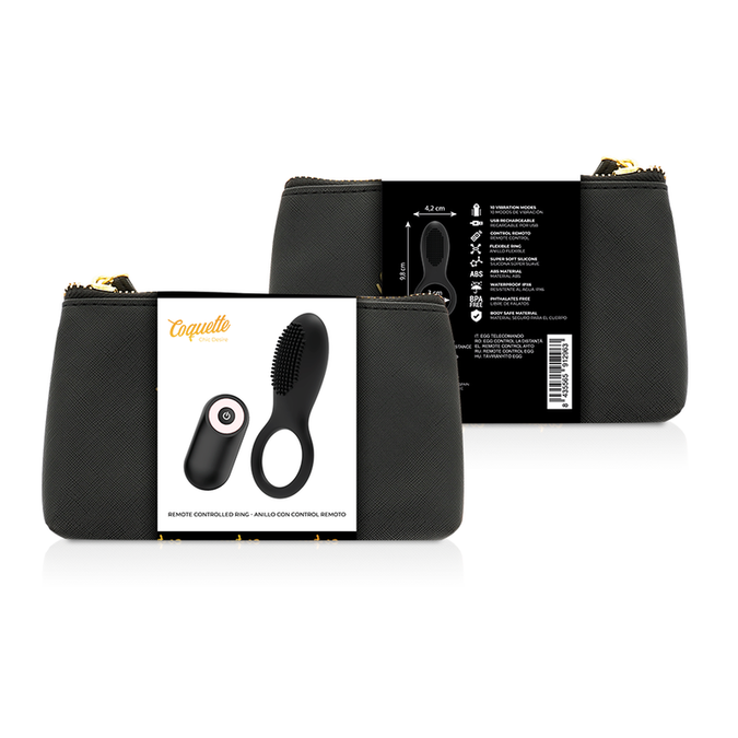 Coquette Chic Desire – Cock Ring Remote Control Rechargeable Black/ Gold