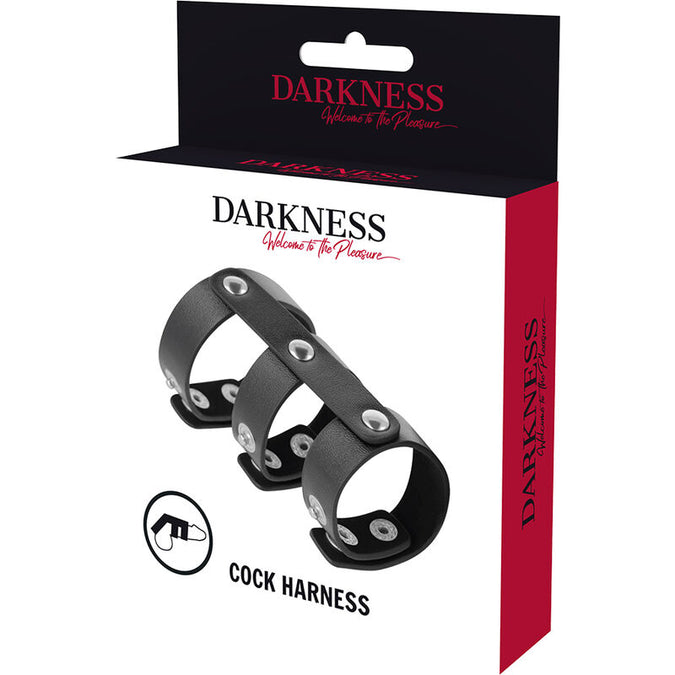 Darkness – Verstellbarer Leder-Doppel-Penis- und Hodengürtel