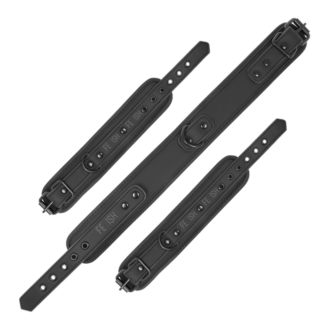 Fetish Submissive – Vegane Leder-Halskette und Handschellen mit Nopren-Futter