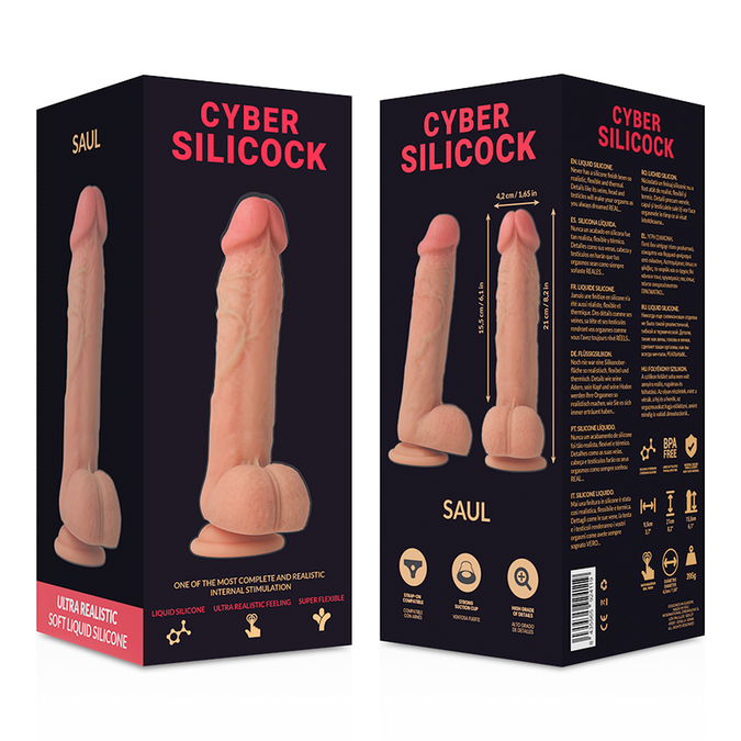 Cyber Silicock – Strap-On Saul Flüssigsilikon mit 3 Ringen, kostenlos 15,5 cm – Ø 4,2 cm