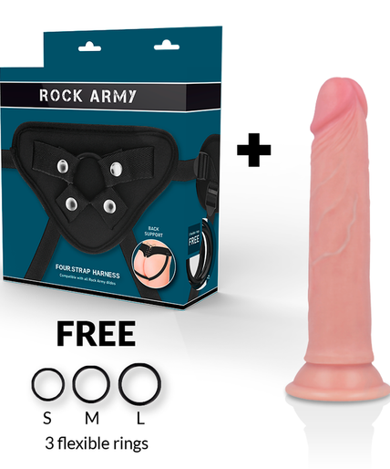 Rockarmy – Harness + Liquid Silicone Dildo Core Avenger 19 Cm – O – 3.98 Cm