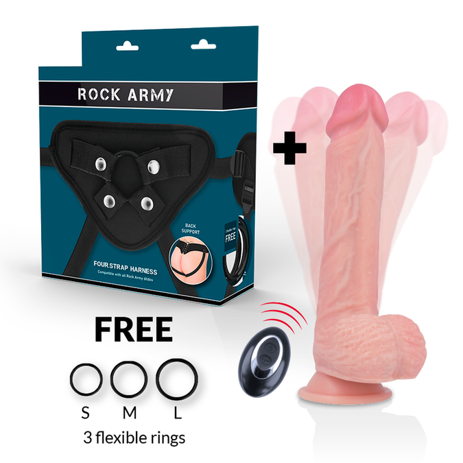 Rockarmy – Harness + Liquid Silicone Vibrator Core Apache Remote Control 20.5 Cm – O – 4.62 Cm